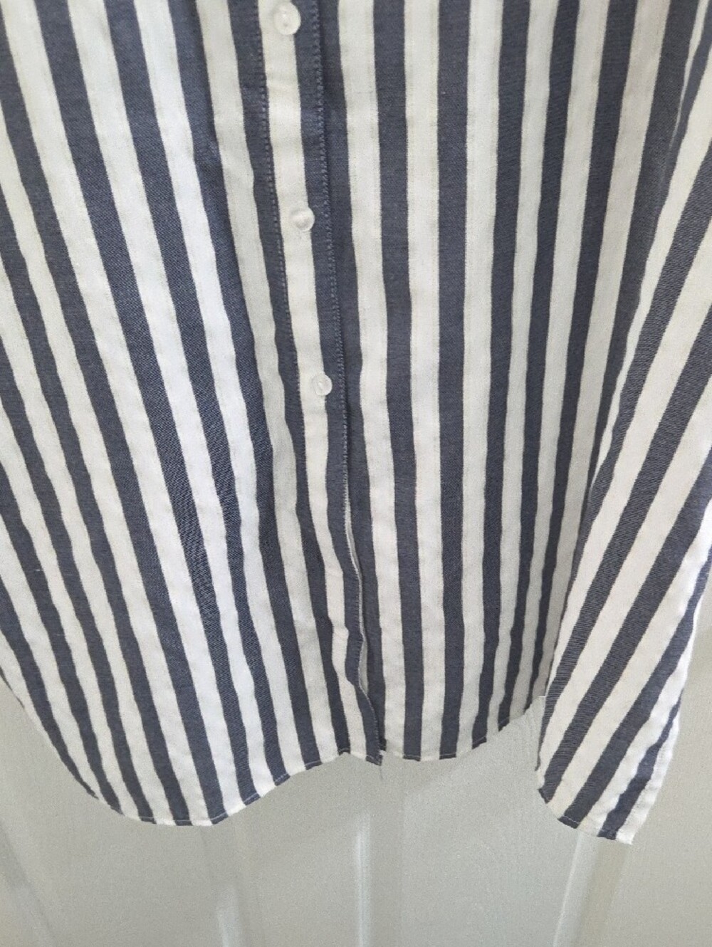 Ashley Stewart Black & White Striped Button-Front Tunic - Picture 4 of 8